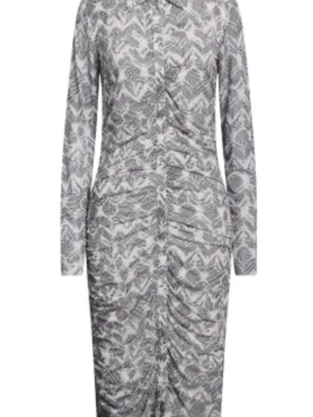 💙NEW S by Serena Animal print Long Sleeve Gray Ruched  Midi Dress